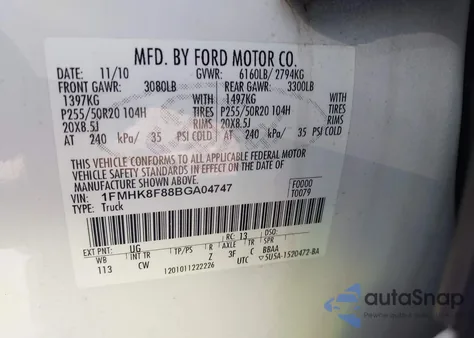 2011 Ford Explorer Limited z USA, uszkodzony, nr VIN 1FMHK8F88BGA04747